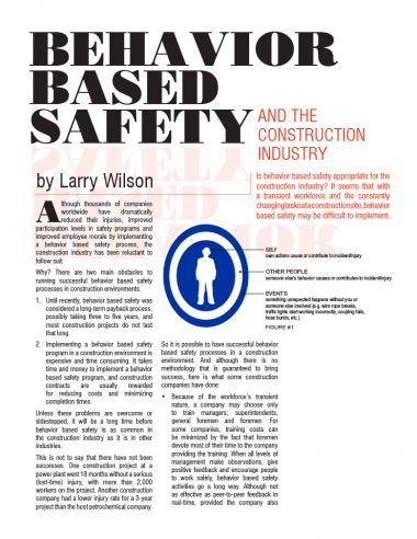 behavior-based Safety and the Construction Industry Cover