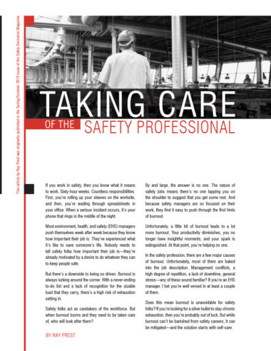 Taking Care of the Safety Professional