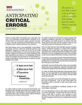 SafeStart Article - Anticipating Critical Errors by Larry Wilson