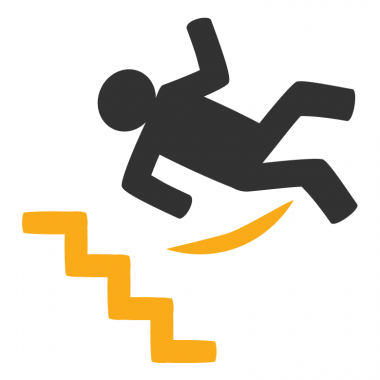 Illustration of a person falling down stairs