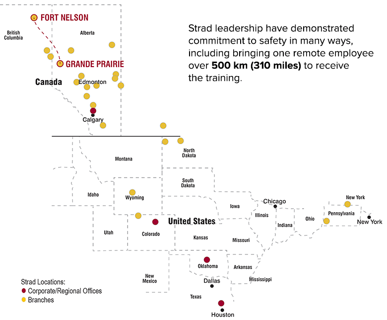 Strad leadership have demonstrated commitment to safety in many ways, including bringing one remote employee over 500 km (310 miles) to receive the training.