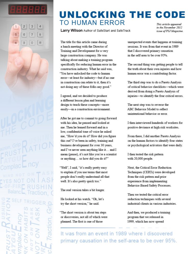 Unlocking the Code to Human Error – SafeStart