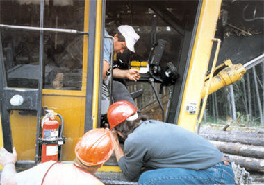 Workers inspecting equipment
