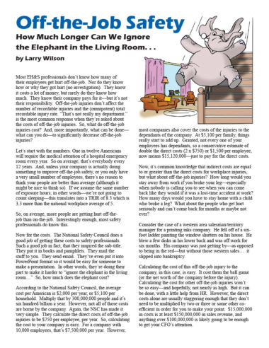 Off-the-job Safety: The Elephant in the Living Room – SafeStart