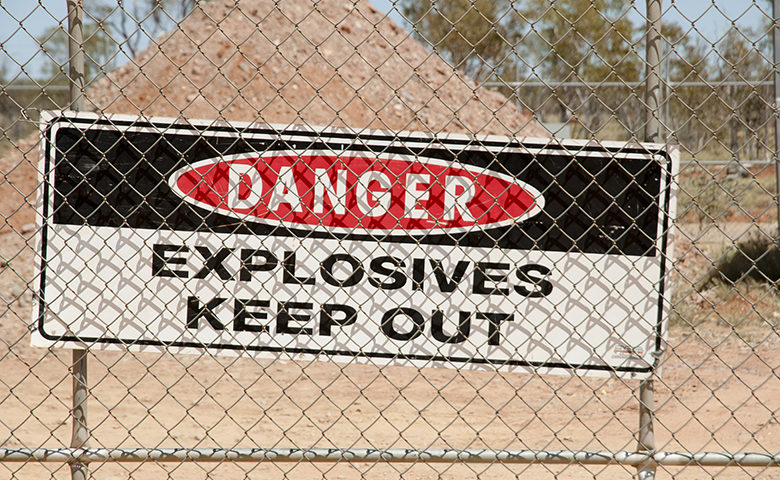 Danger explosives keep out