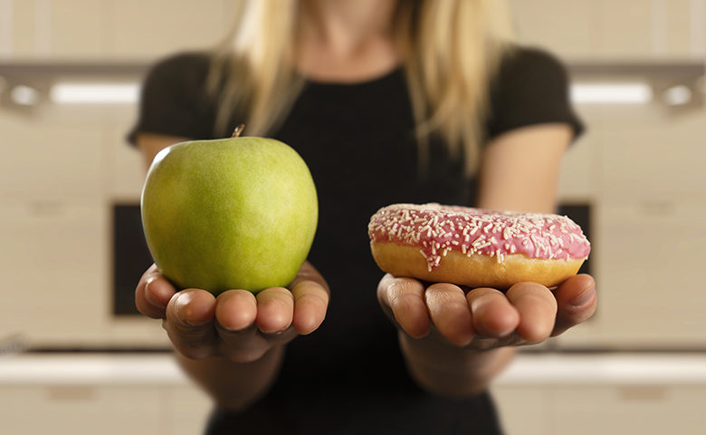 Choosing between doughnut and an apple