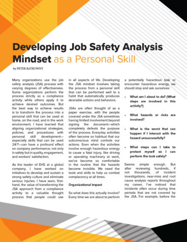 Job Safety Analysis  Creative Safety Supply