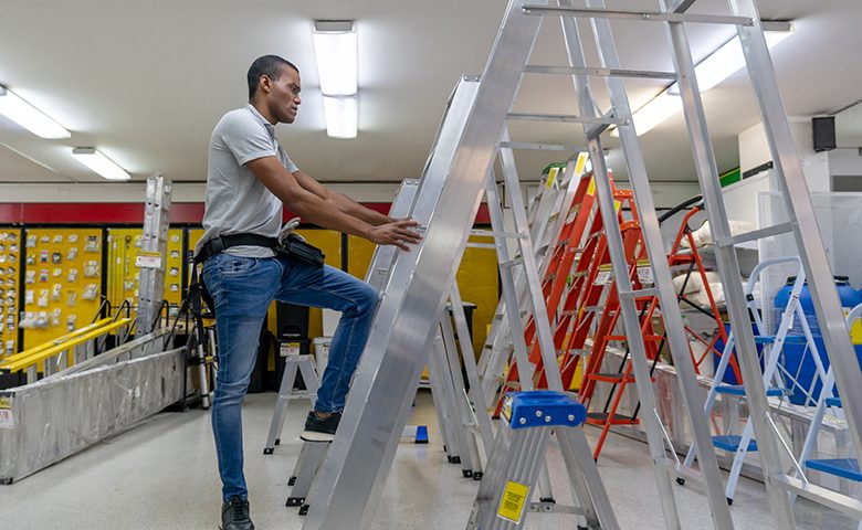 Customer choosing a ladder