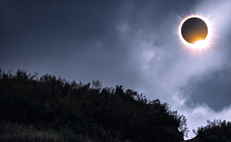 Total solar eclipse with diamond ring effect.