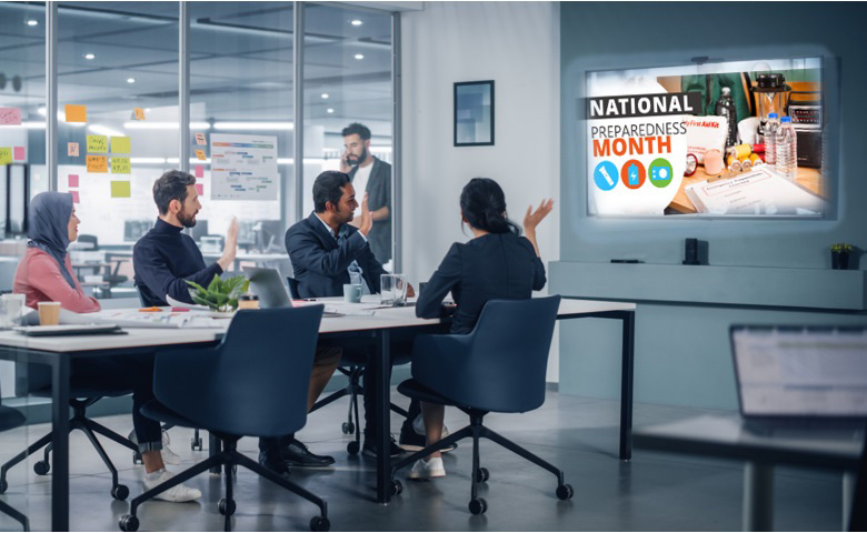 September is National Preparedness Month digital display presentation in workplace