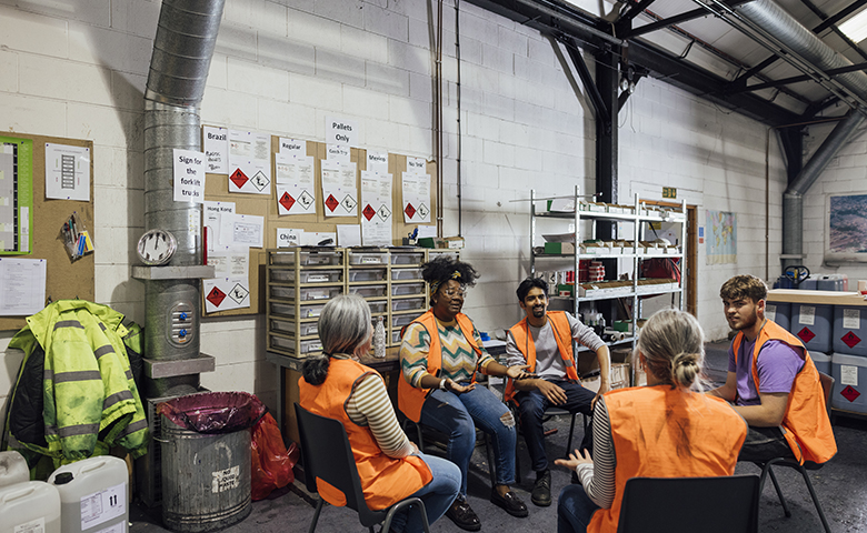 Team Safety Meeting in Factory