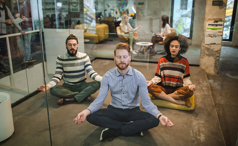 Yoga and meditation in the office.