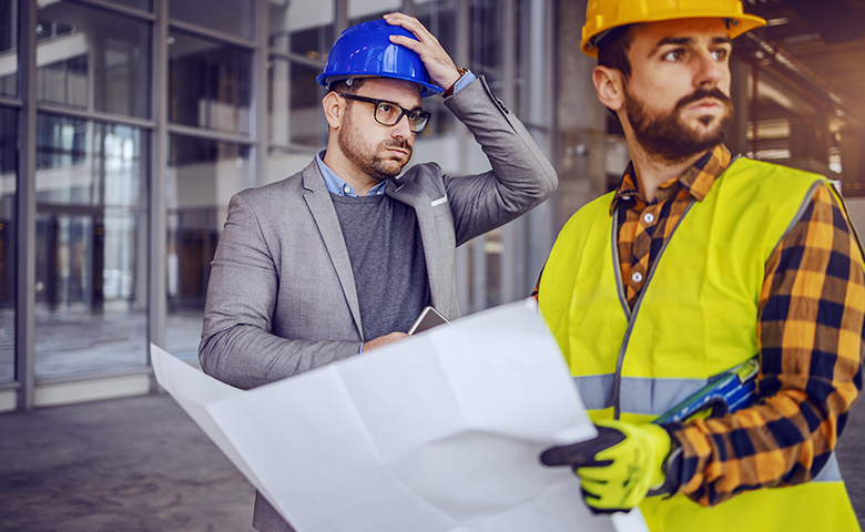 Upset supervisor on construction site