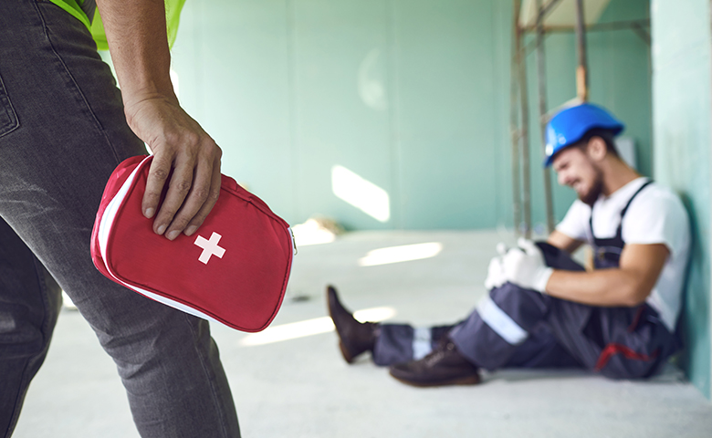 Construction worker needing first aid