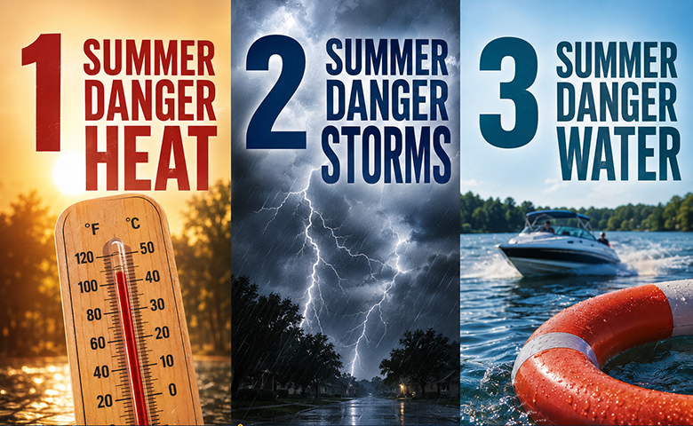 Summer danger elements heat, storms and water